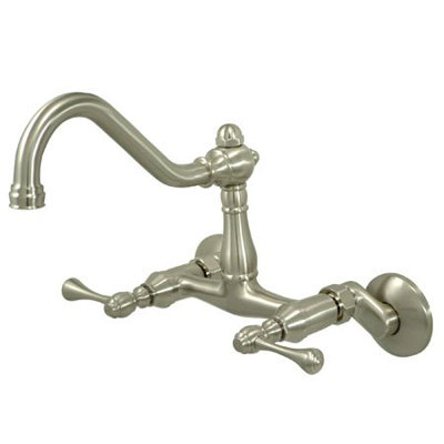 Elements of Design Double Handle Wall Mount Bridge Faucet with Buckingham Lever Handles