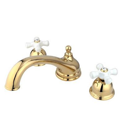 Elements of Design Double Handle Deck Mount Roman Tub Faucet Trim Porcelain Cross Handle