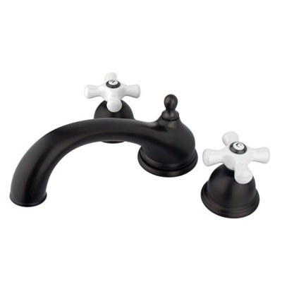 Elements of Design Double Handle Deck Mount Roman Tub Faucet Trim Porcelain Cross Handle