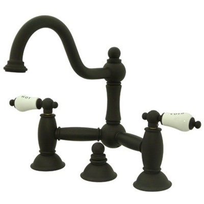 Elements of Design Centerset Bathroom Faucet with Double Porcelain Lever Handles
