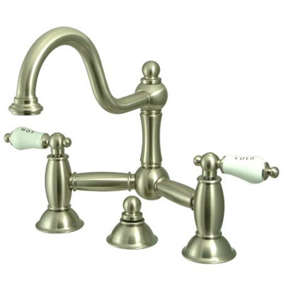 Elements of Design Centerset Bathroom Faucet with Double Porcelain Lever Handles