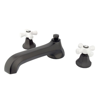 Elements of Design Metropolitan Double Handle Deck Mount Roman Tub Faucet Trim Porcelain Cross Handle