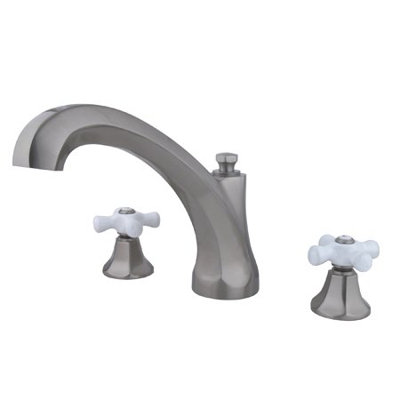 Elements of Design Metropolitan Double Handle Deck Mount Roman Tub Faucet Trim Porcelain Cross Handle
