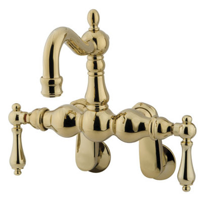 Elements of Design Hot Springs Double Handle Wall Mount Clawfoot Tub Faucet Trim Metal Lever Handle