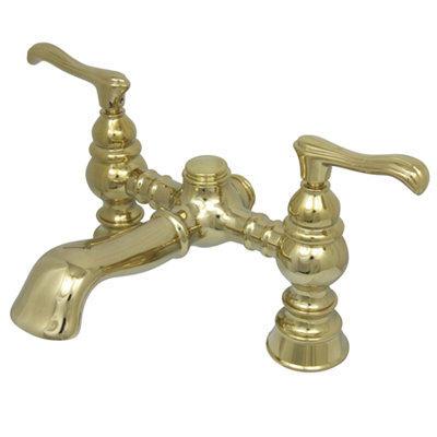Elements of Design Hot Springs Double Handle Deck Mount Clawfoot Tub Faucet Trim Versailles Lever Handle