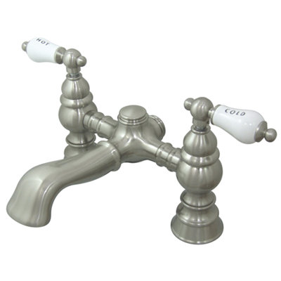 Elements of Design Hot Springs Double Handle Deck Mount Clawfoot Tub Faucet Trim Porcelain Lever Handle