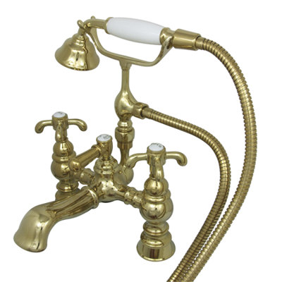 Elements of Design Hot Springs Deck Mount Clawfoot Tub Faucet with Handshower