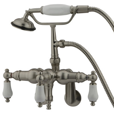 Elements of Design Hot Springs Three Handle Wall Mount Clawfoot Tub Faucet with Hand Shower