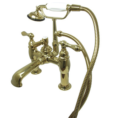 Elements of Design Hot Springs Double Handle Deck Mount Clawfoot Tub Faucet Trim Metal Lever Handle