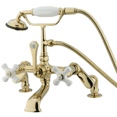 Elements of Design Hot Springs Deck Mount Clawfoot Tub Faucet with Handshower