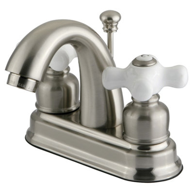 Elements of Design Centerset Bathroom Faucet with Double Porcelain Cross Handles