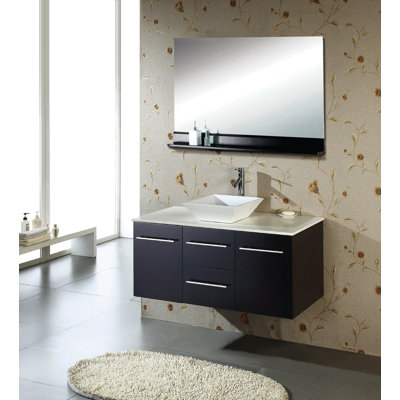 Virtu Ultra Modern Marsala 47.2" Wall Mounted Single Bathroom Vanity Set in Espresso