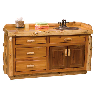 Fireside Lodge Traditional Cedar Log 60" Bathroom Sink Vanity