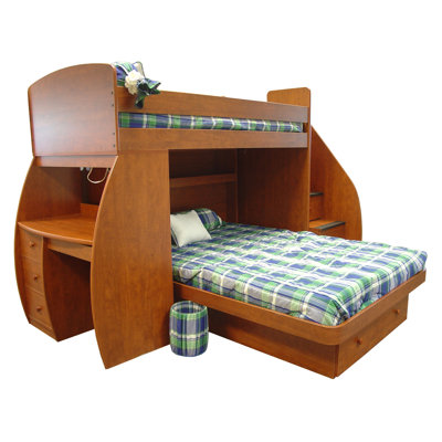 Berg Furniture Sierra Twin over Full L-Shaped Bunk Bed with Desk and Storage