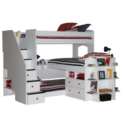 Berg Furniture Utica Twin over Full Trifecta Loft 3 Beds with Stairs and Storage