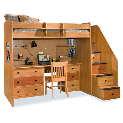 Berg Furniture Utica Twin Dorm Loft Bed with Desk and Storage
