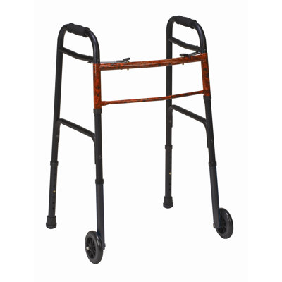 Mabis Healthcare, Inc. Button Release Aluminum Folding Walker with Non-Swivel Wheels