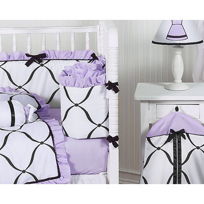 Sweet Jojo Designs Purple, Black and White Princess 9 Piece Crib Bedding Set