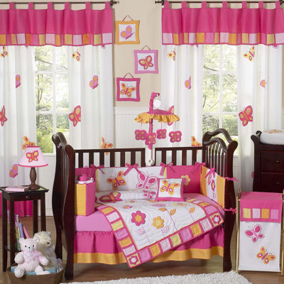 Sweet Jojo Designs Pink and Orange Butterfly Crib Bedding Collection