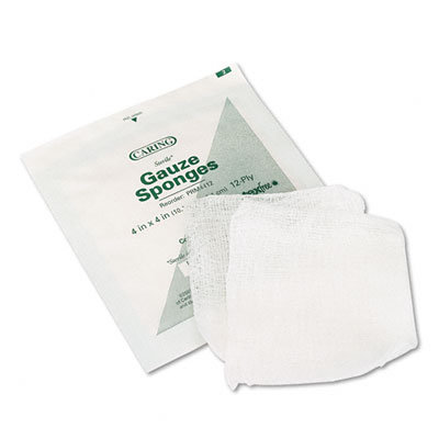 Medline Caring Woven Gauze Sponges, 4 x 4, Sterile, 12-ply, 25 sponges/box