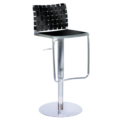 Chintaly Imports Adjustable Height Swivel Stool in Black Rgn. Leather