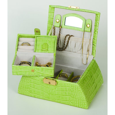 Budd Leather Croco Grain Dome Top Jewelry Box