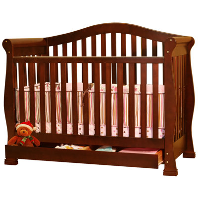 AFG Furniture Athena Spring Convertible Crib with Toddler Rail and Grace Changing Table in Espresso