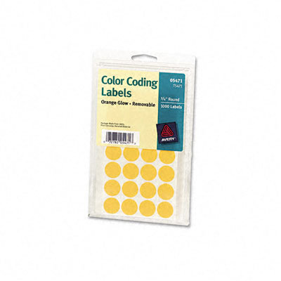 Avery Consumer Products Self-Adhesive Removable Labels, 3/4in dia, Orange Neon, 1008/Pack                                                            