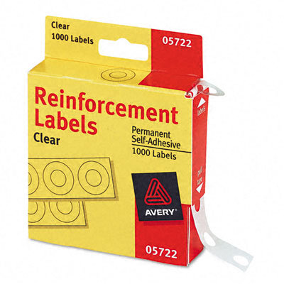 Avery Consumer Products Self-Adhesive Polyvinyl Standard Diameter Hole Reinforcements, Clear, 1,000/pack                                             
