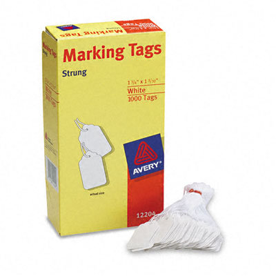 Avery Consumer Products Price Tags, Paper/Twine, 1-3/4 x 1-1/2, White, 1000 per Box                                                                  