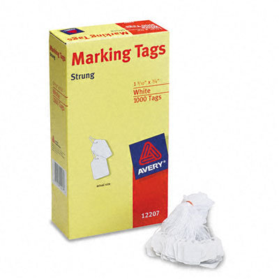 Avery Consumer Products Price Tags, Paper/Twine, 1-1/8 x 3/4, White, 1000 per Box                                                                    