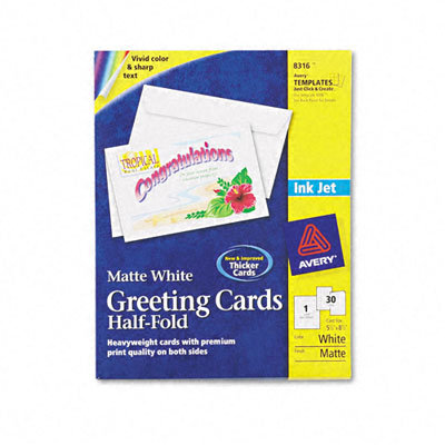 Avery Consumer Products Inkjet-Compatible Greeting Cards with Envelopes, 5-1/2 x 8-1/2, 30 per Box                                                   