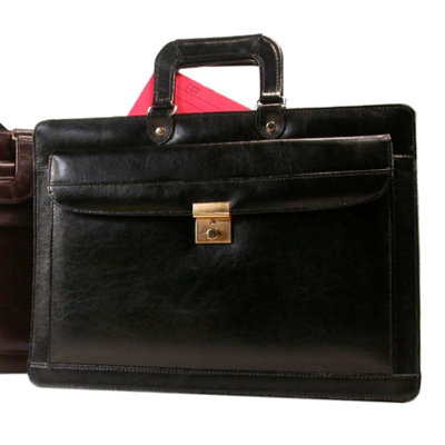 Bond Street, LTD. Leather Front Lockable Drop Handle Briefcase