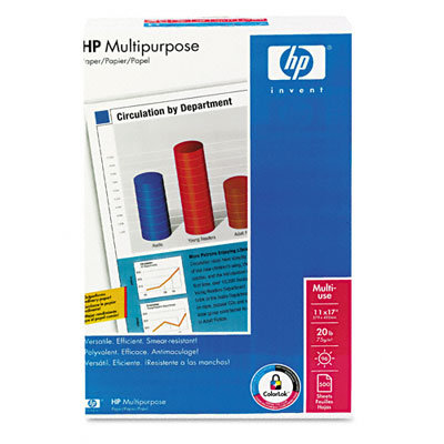 HP Multipurpose Inkjet Printer Paper, 96 Brightness, 20lb, 11 x 17, 500 Sheets