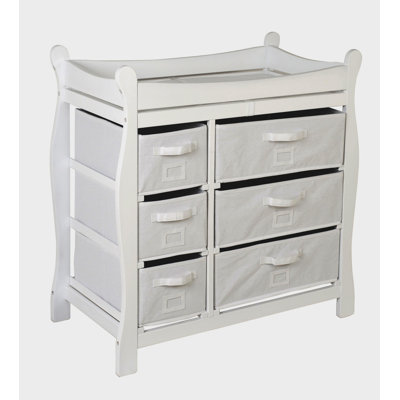 Badger Basket Sleigh Style Baby Changing Table with 6 Baskets