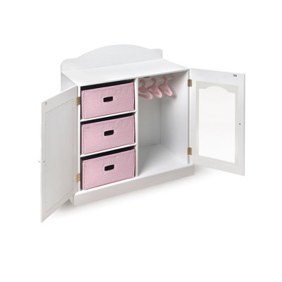 Badger Basket Mirrored Doll Armoire with 3 Baskets and 3 Hangers