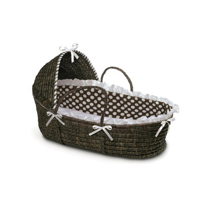 Badger Basket Hooded Moses Basket with Polka Dot Bedding