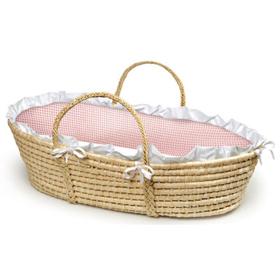 Badger Basket Moses Basket with Gingham Bedding