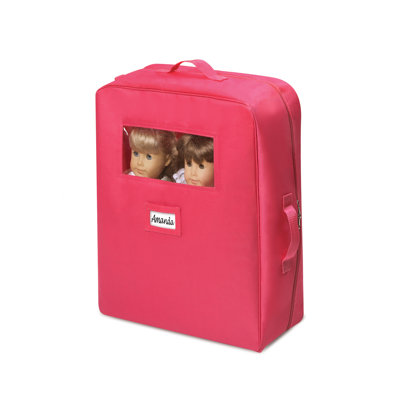 Badger Basket Double Doll Travel Case with Bunk Bed and Bedding in Dark Pink