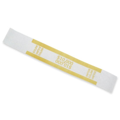 Currency Straps, Self-Stick, 10000, 1000/PK, Yellow Kraft