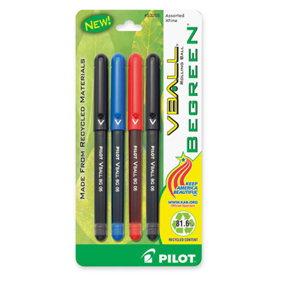 Pilot Pen Corporation of America Rollerball Pen, Nonrefillable, Extra Fine, Assorted, 4-Pack