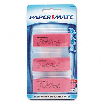 Sanford Ink Corporation Pink Pearl Eraser, Medium, Three Per Pack                                                                                    
