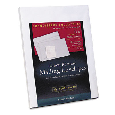 Southworth Company Resume Presentation Envelopes, 9 x 12, 25/Pack, White