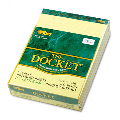Tops Business Forms Double Docket Ruled Pads, Law Rule, Letter, 6 100-Sheet Pads/Pack