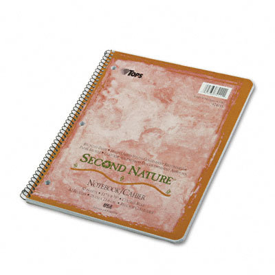 Tops Business Forms Second Nature Subject Wirebound Notebook, College Rule, Letter, White, 80