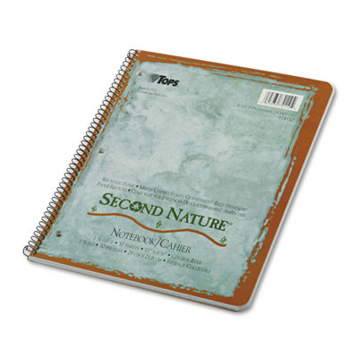 Tops Business Forms Second Nature Subject Wirebound Notebook, College Rule, Letter, White, 50