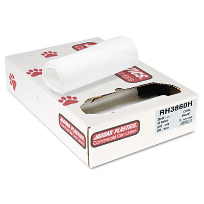 Unisan Heavy Grade Liners, 60 gallon, 13 microns, 38 x 60, 8 rolls of 200 bags/carton                                               