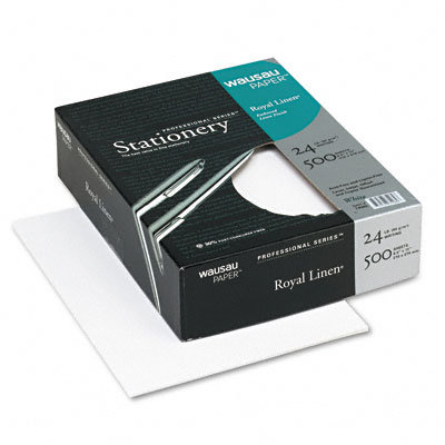 Wausau Papers Royal Linen Fine Business Paper, White, 24lb, Letter, 500 Sheets per Box                                                     