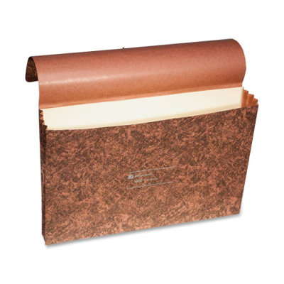 Wilson Jones LeatherLife Expanding Wallet, Elastic Cord, Legal, 3 1/2" Exp, Brown