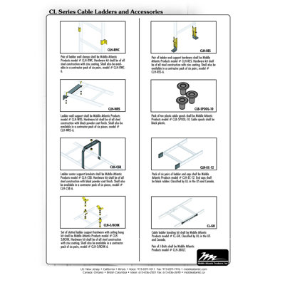 Middle Atlantic CL Series Slotted Ladder Support Hardware with Ceiling Hang Kit